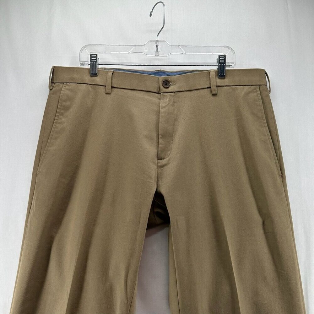Haggar Pants Mens Sz 38x30 Chino Straight Fit Flat Front Twill Cotton Tan Brown - Picture 3 of 10